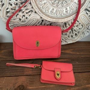Bundle Pink Fossil Purse Bag & Wristlet Wallet